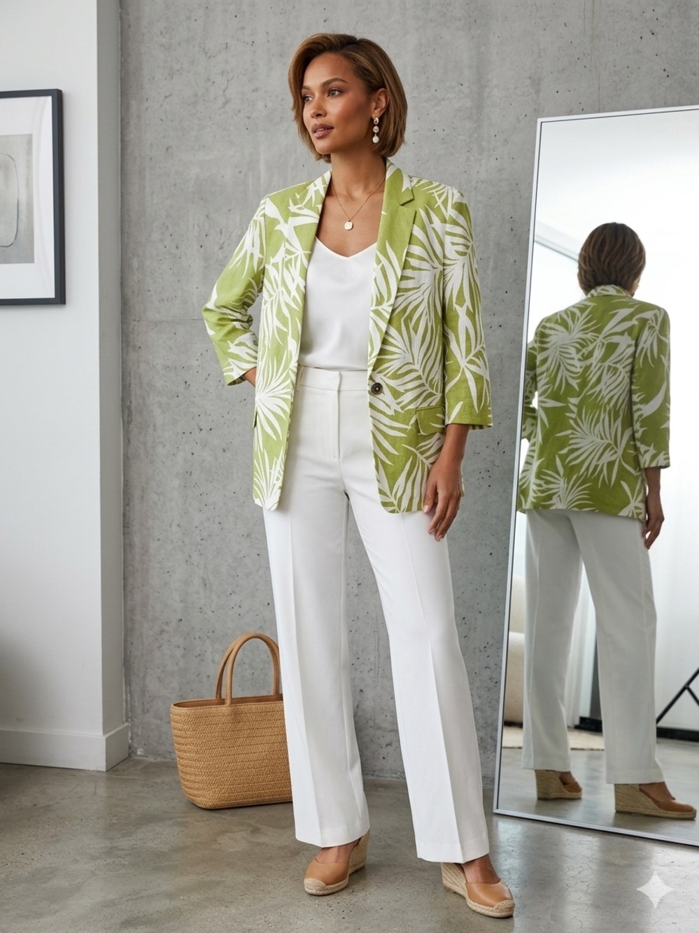 NWT NYCC Linen Blend Tropical Costal Resort Chic Blazer Size Medium.